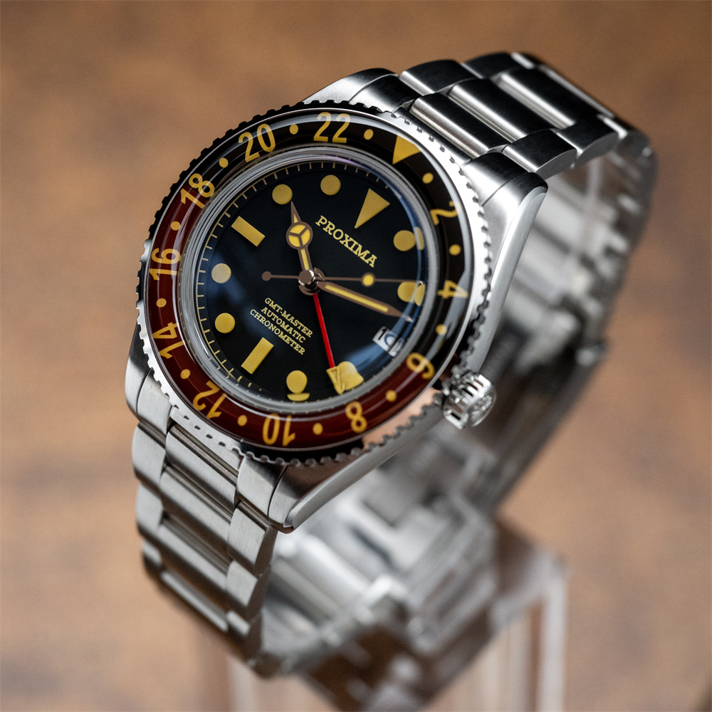2024 New PX1719 NH34 GMT Luxury Sports Style Full Luminous Bidirectional Sapphire Bezel Automatic Mechanical Watch 20 Bar thumbnail 4