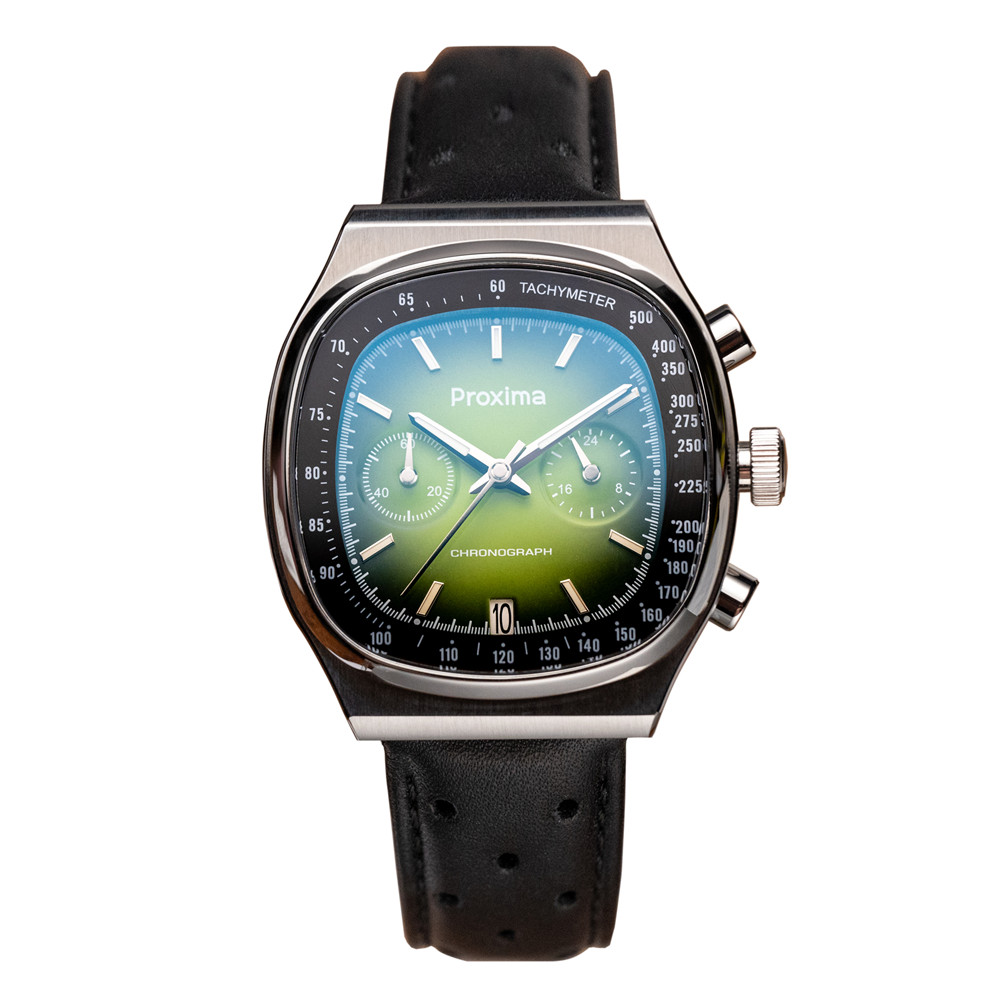 Proxima PX1734 Retro Quartz Chronograph Men Watches Sapphire Glass Enamel Dial Stainless Steel Fashion Dress Wristwatch thumbnail 2