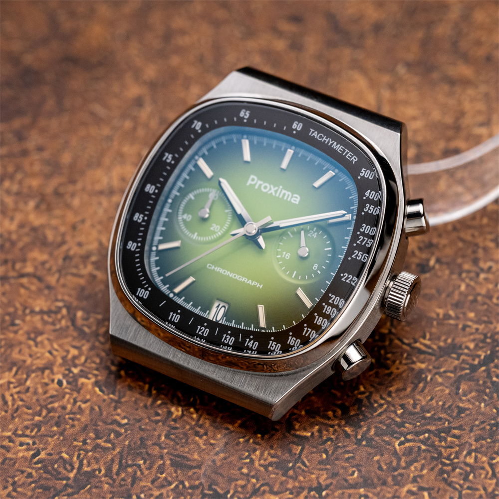Proxima PX1734 Retro Quartz Chronograph Men Watches Sapphire Glass Enamel Dial Stainless Steel Fashion Dress Wristwatch thumbnail 3