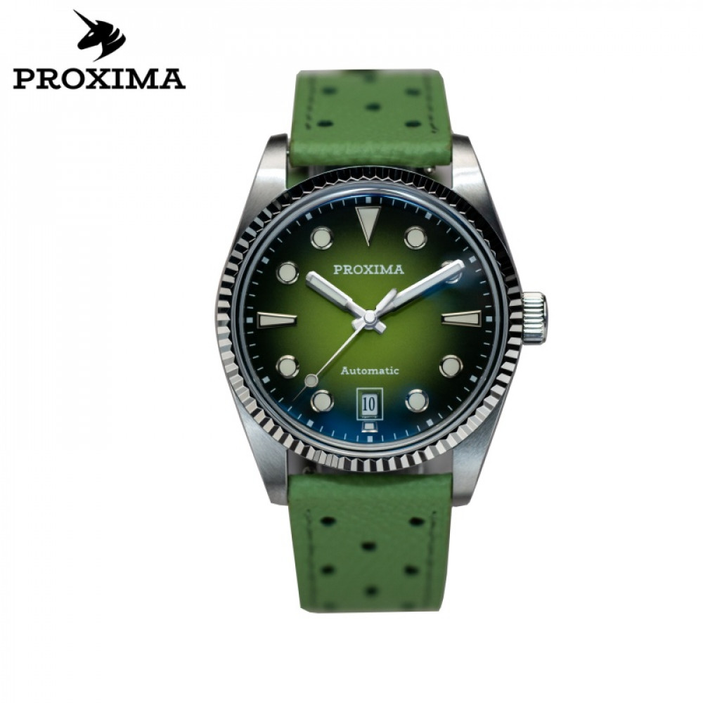 Proxima PX1750 Men Watch 37mm Fashion Enamel Dial Business Sapphire Automatic Mechanical Carving Fluted Bezel 10Bar thumbnail 3