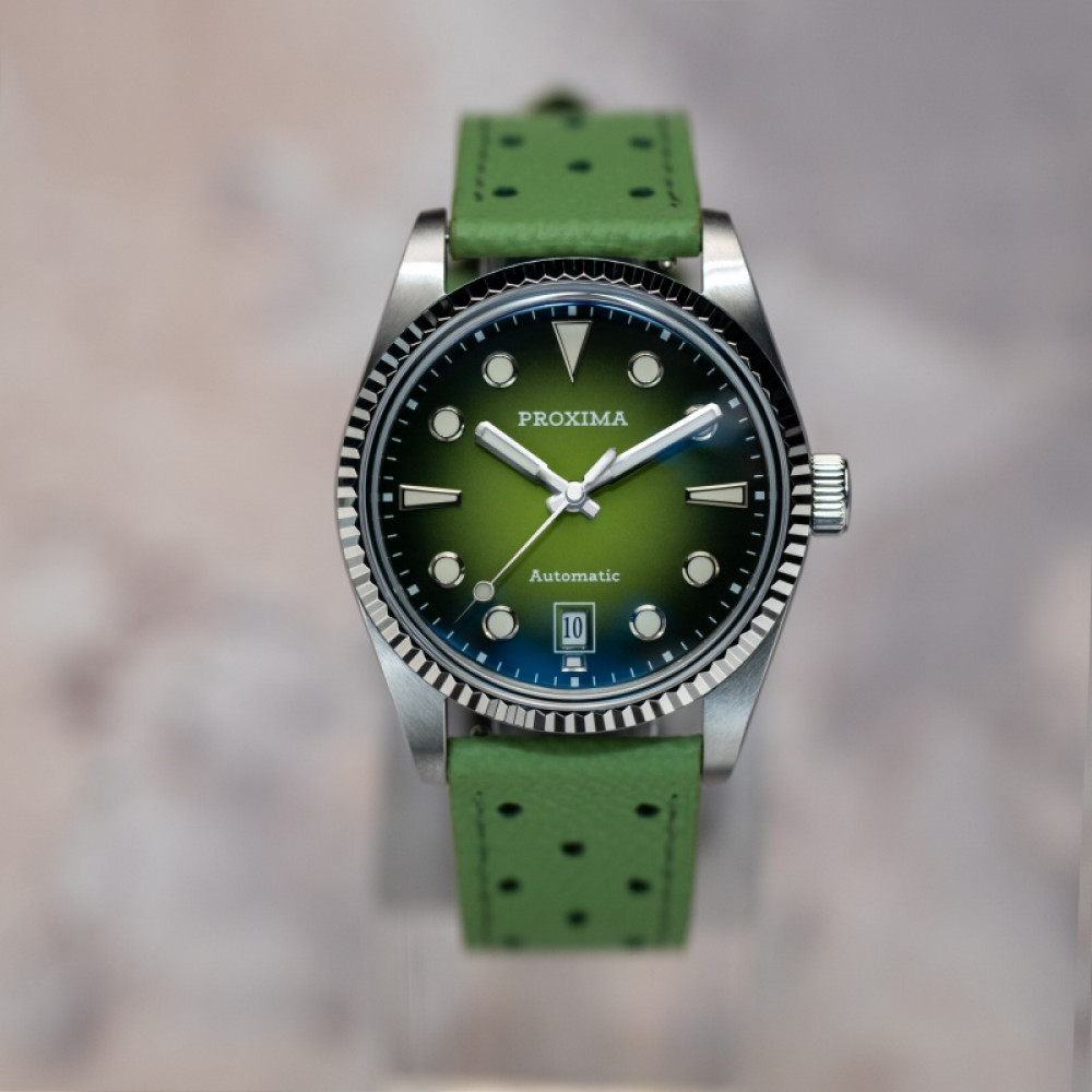 Proxima PX1750 Men Watch 37mm Fashion Enamel Dial Business Sapphire Automatic Mechanical Carving Fluted Bezel 10Bar thumbnail 4