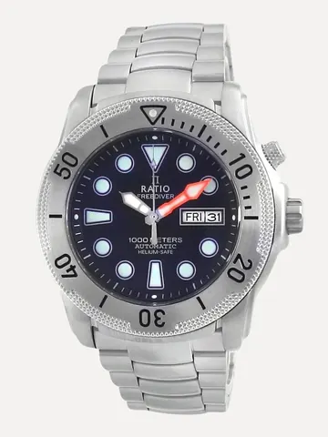 Ratio Free Diver Helium-Safe Automatic 1068MD96-34VA-BLK 1000M Mens Watch