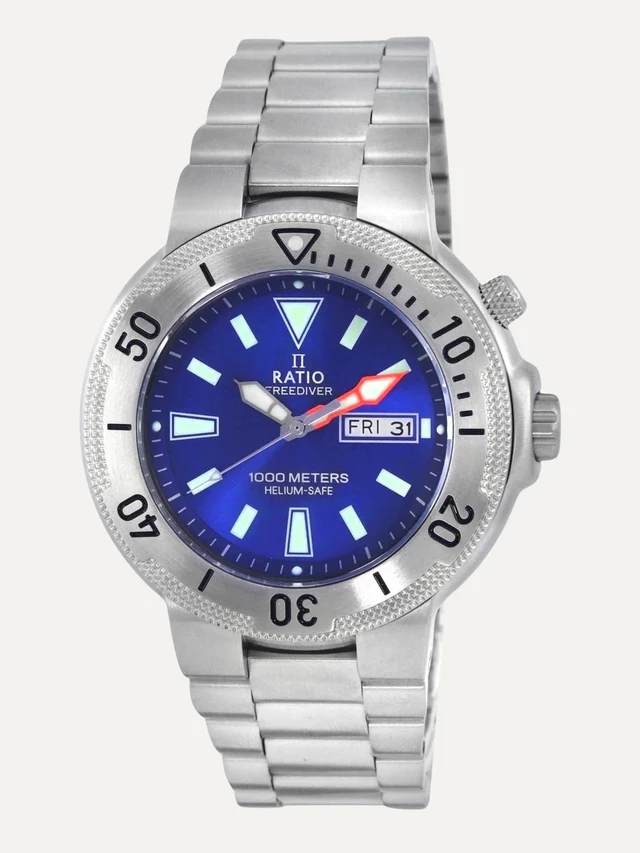 Ratio FreeDiver Blue Dial Quartz 1050MD93-12V-BLU 1000M Mens Watch thumbnail 2