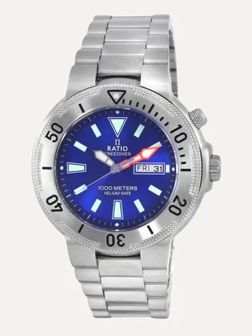 Ratio FreeDiver Blue Dial Quartz 1050MD93-12V-BLU 1000M Mens Watch
