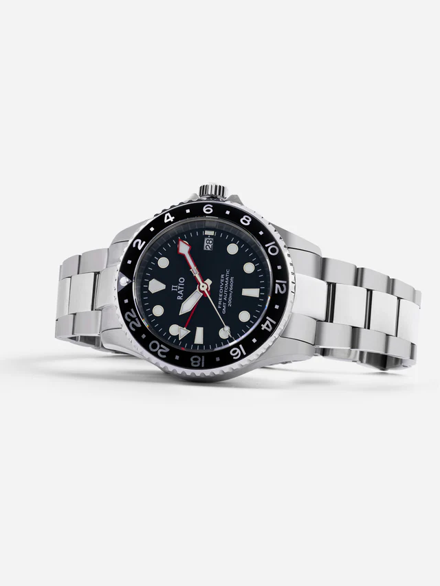 Ratio FreeDiver GMT Series Sapphire Stainless Steel Black Dial Automatic RTF051 200M Men's Watch thumbnail 2