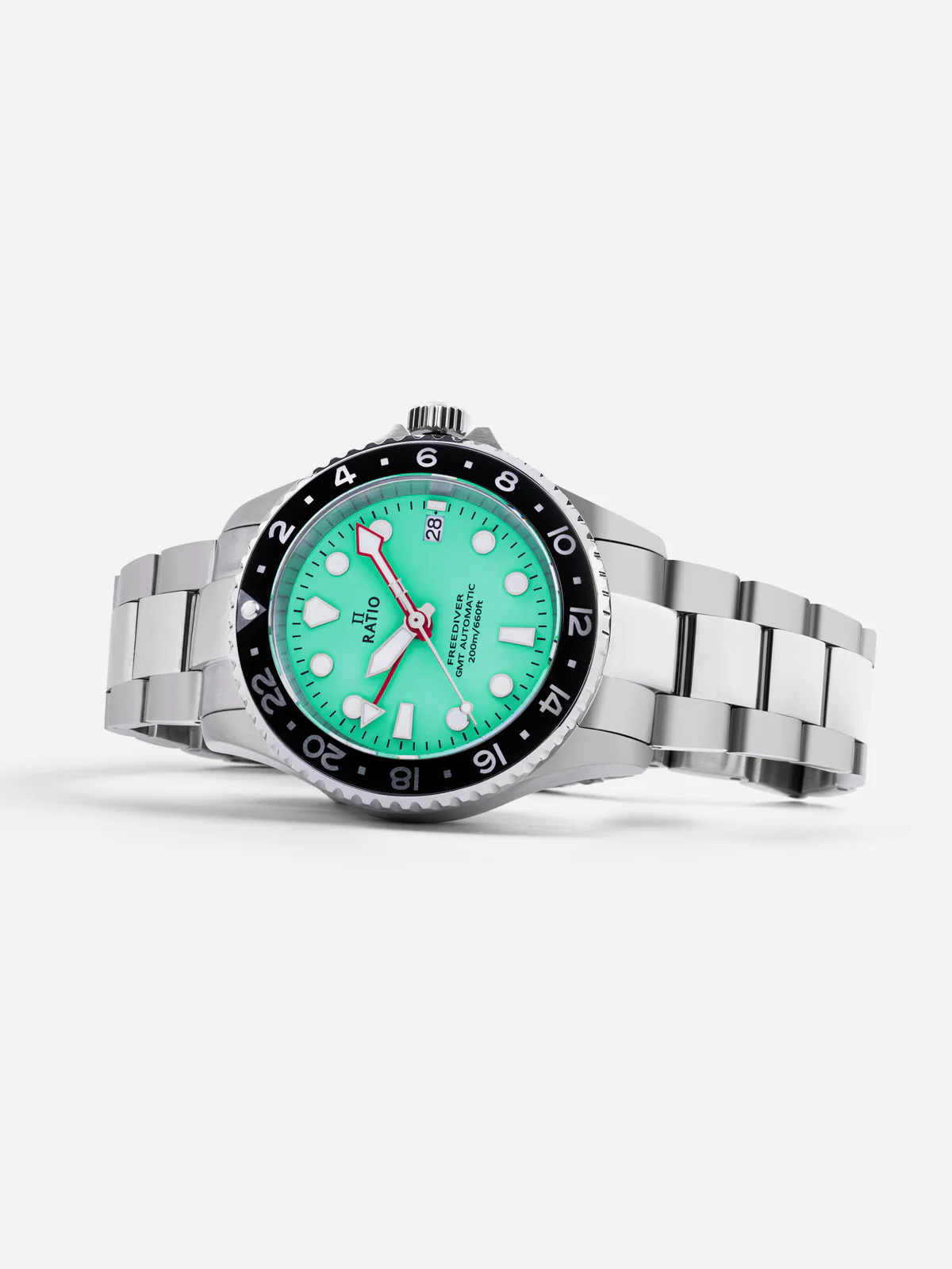 Ratio FreeDiver GMT Series Sapphire Stainless Steel Green Dial Automatic RTF059 200M Men's Watch thumbnail 2