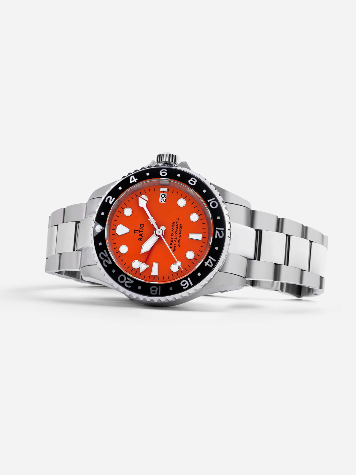 Ratio FreeDiver GMT Series Sapphire Stainless Steel Orange Dial Automatic RTF055 200M Men's Watch thumbnail 2