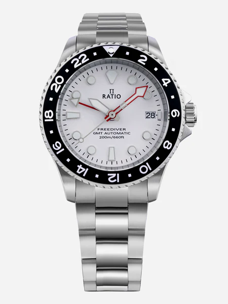 Ratio FreeDiver GMT Series Sapphire Stainless Steel White Dial Automatic RTF057 200M Men's Watch thumbnail 2