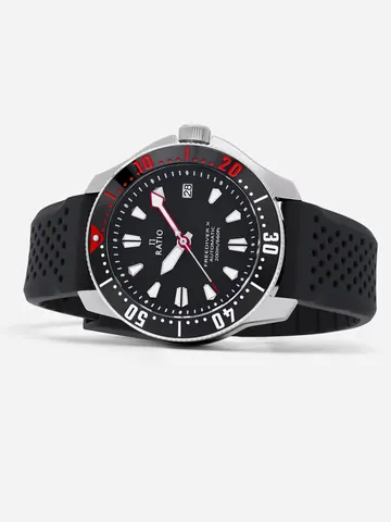 Ratio FreeDiver GMT Series Sapphire Stainless Steel White Dial Blue Red Pepsi Bezel Automatic RTF061 200M Men's Watch