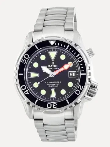 Ratio FreeDiver Helium Safe 1000M Black Dial Stainless Steel Automatic 1066KE26-33VA-BLK Men's Watch