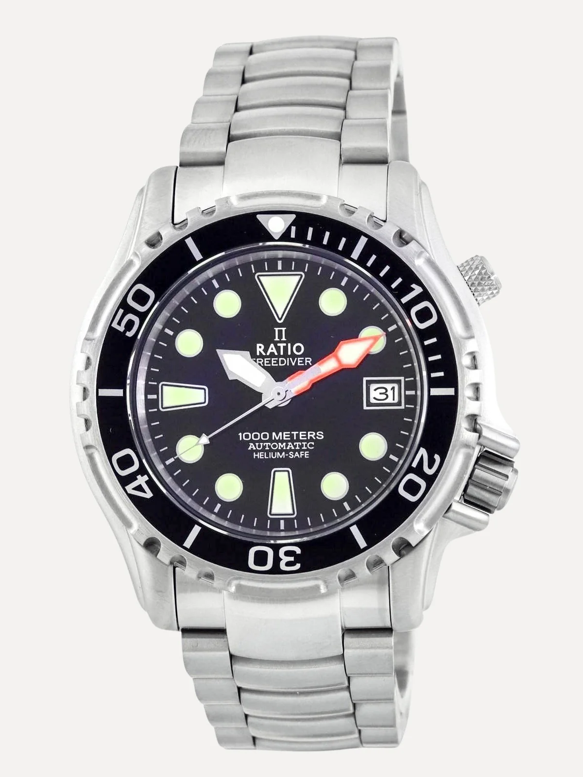 Ratio FreeDiver Helium Safe 1000M Black Dial Stainless Steel Automatic 1066KE26-33VA-BLK Men's Watch