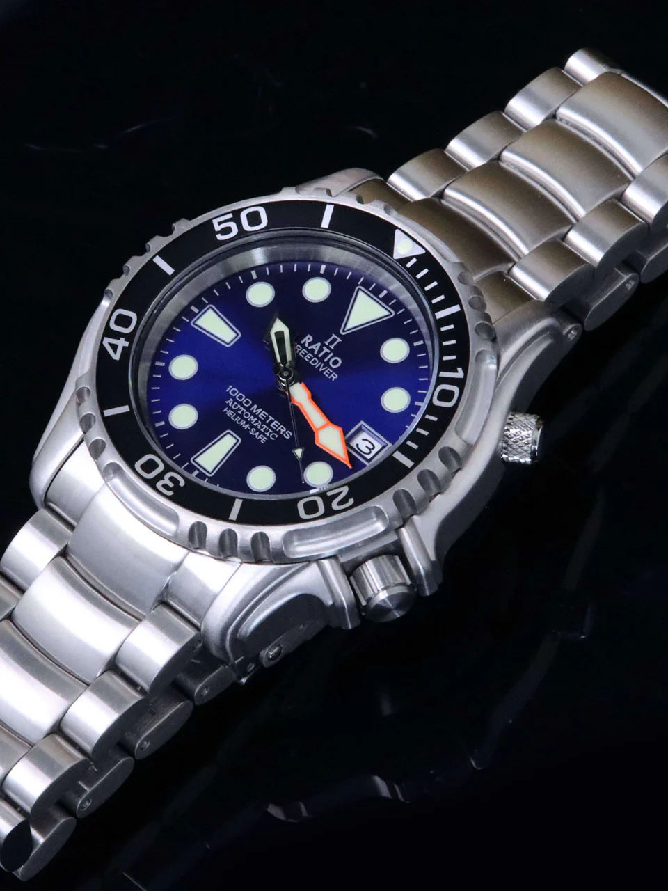 Ratio FreeDiver Helium Safe 1000M Blue Dial Stainless Steel Automatic 1066KE26-33VA-BLU Men's Watch thumbnail 2