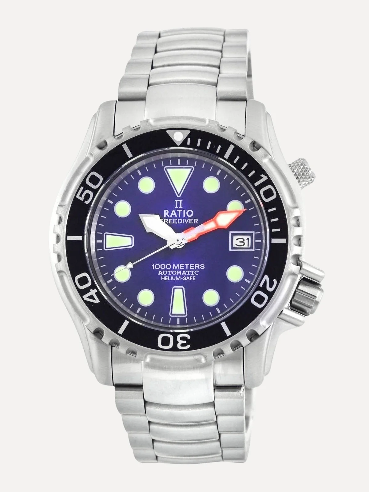Ratio FreeDiver Helium Safe 1000M Blue Dial Stainless Steel Automatic 1066KE26-33VA-BLU Men's Watch