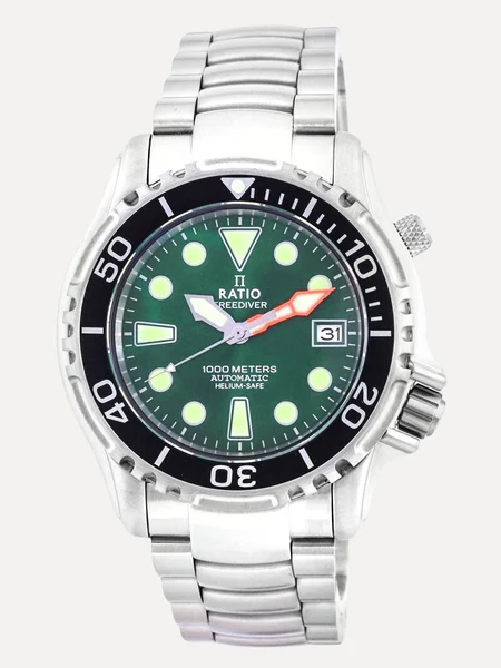 Ratio FreeDiver Helium Safe 1000M Green Dial Stainless Steel Automatic 1066KE26-33VA-GRN Men's Watch thumbnail 2