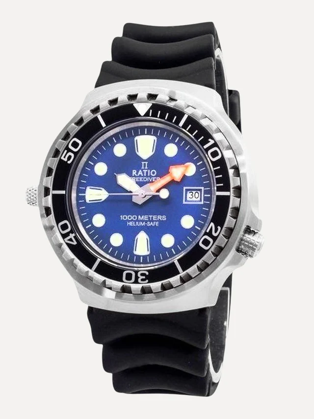 Ratio FreeDiver Helium Safe 1000M Sapphire Quartz 1038EF102V-BLU Men's Watch thumbnail 2