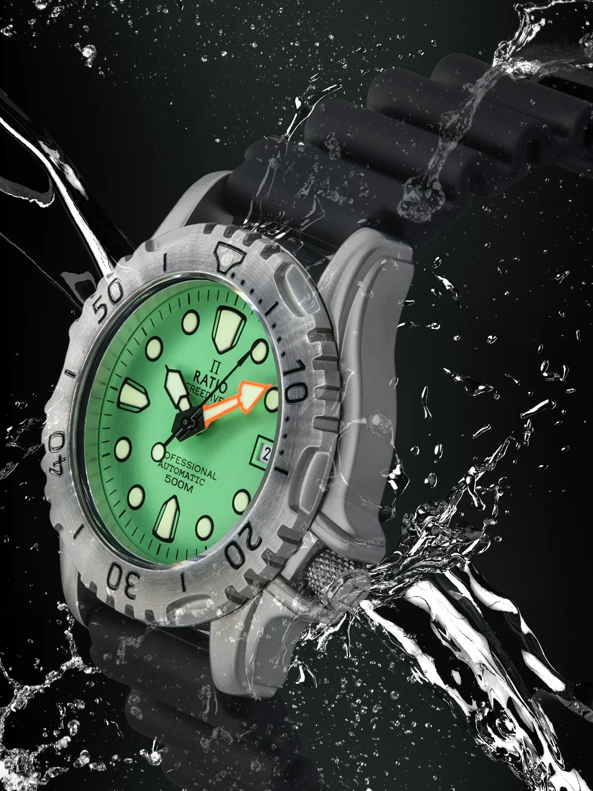 Ratio FreeDiver Professional 500M Sapphire Mint Green Dial Automatic 32GS202A-MGRN Men's Watch thumbnail 2
