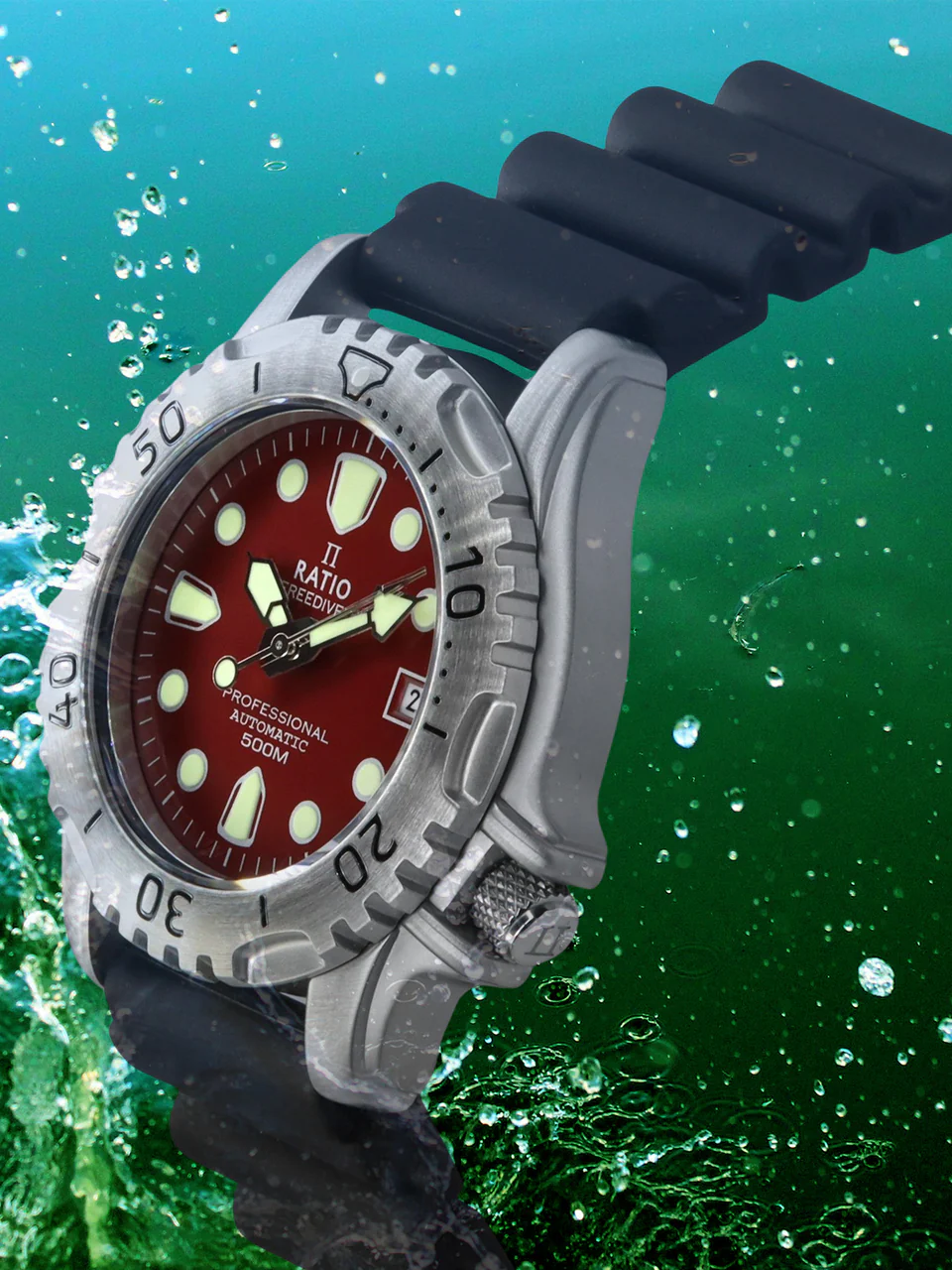 Ratio FreeDiver Professional 500M Sapphire Red Dial Automatic 32GS202A-RED Men's Watch thumbnail 2