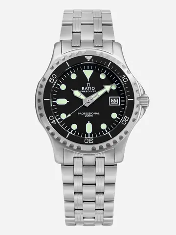Ratio FreeDiver Professional Sapphire Black Dial Quartz RTF005 200M Men's Watch