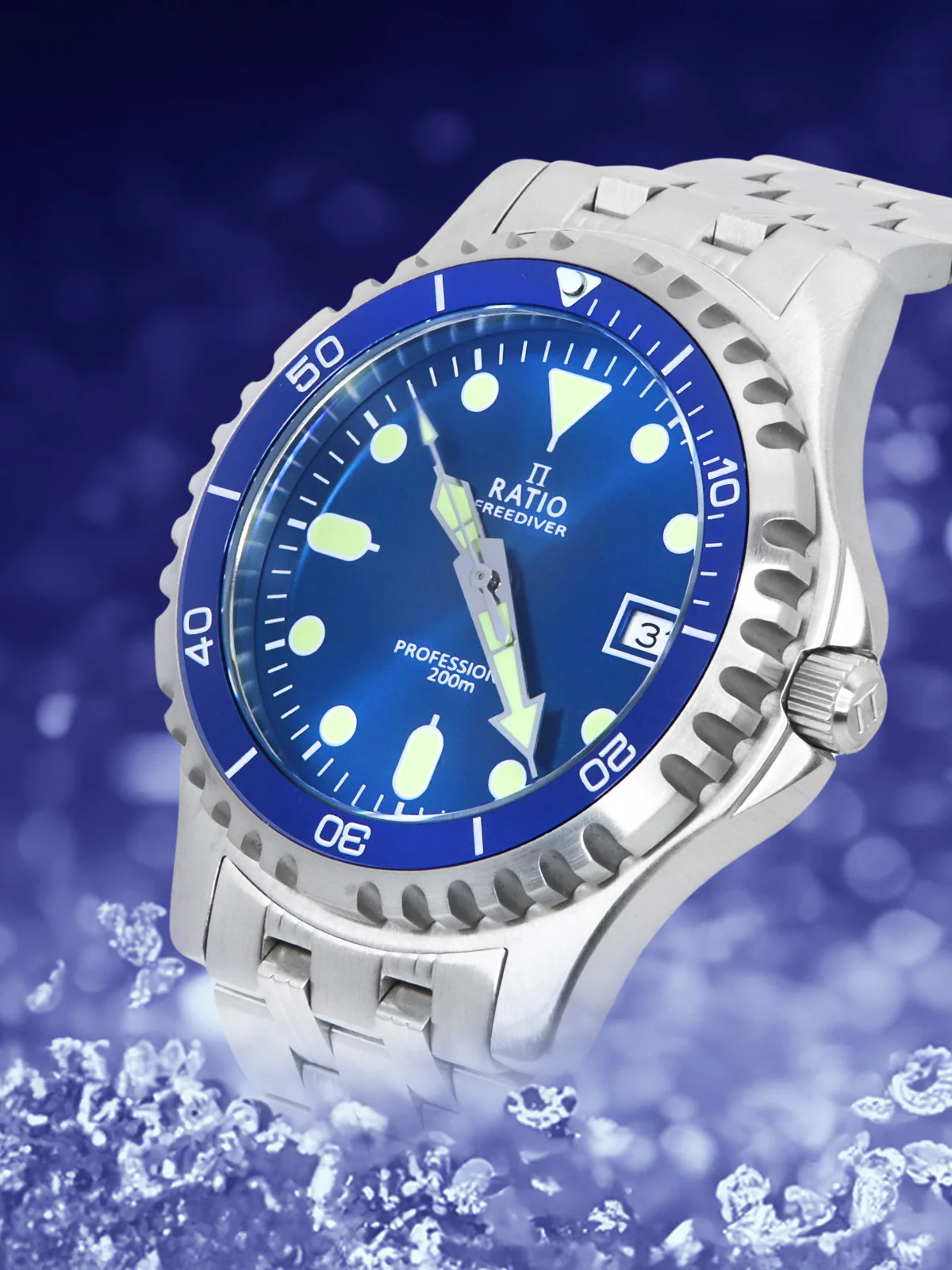 Ratio FreeDiver Professional Sapphire Blue Sunray Dial Quartz RTF007 200M Men's Watch thumbnail 2