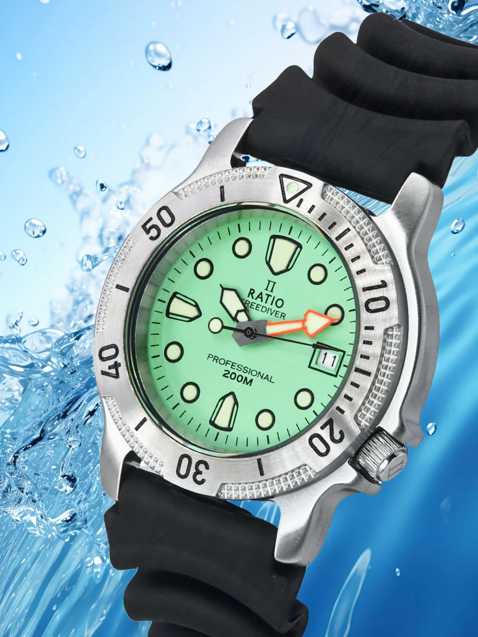 Ratio FreeDiver Professional Sapphire Mint Green Dial Quartz 22AD202-MGRN 200M Men™s Watch thumbnail 2