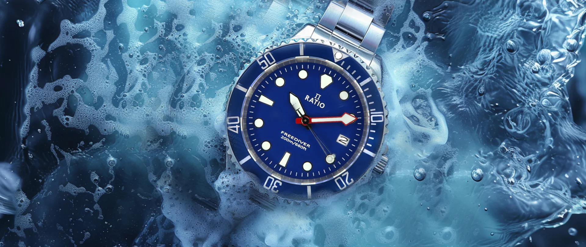 Ratio FreeDiver Sapphire Stainless Steel Blue Dial Quartz RTF033 200M Men's Watch