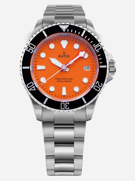 Ratio FreeDiver Sapphire Stainless Steel Orange Dial Quartz RTF035 200M Men's Watch thumbnail 2