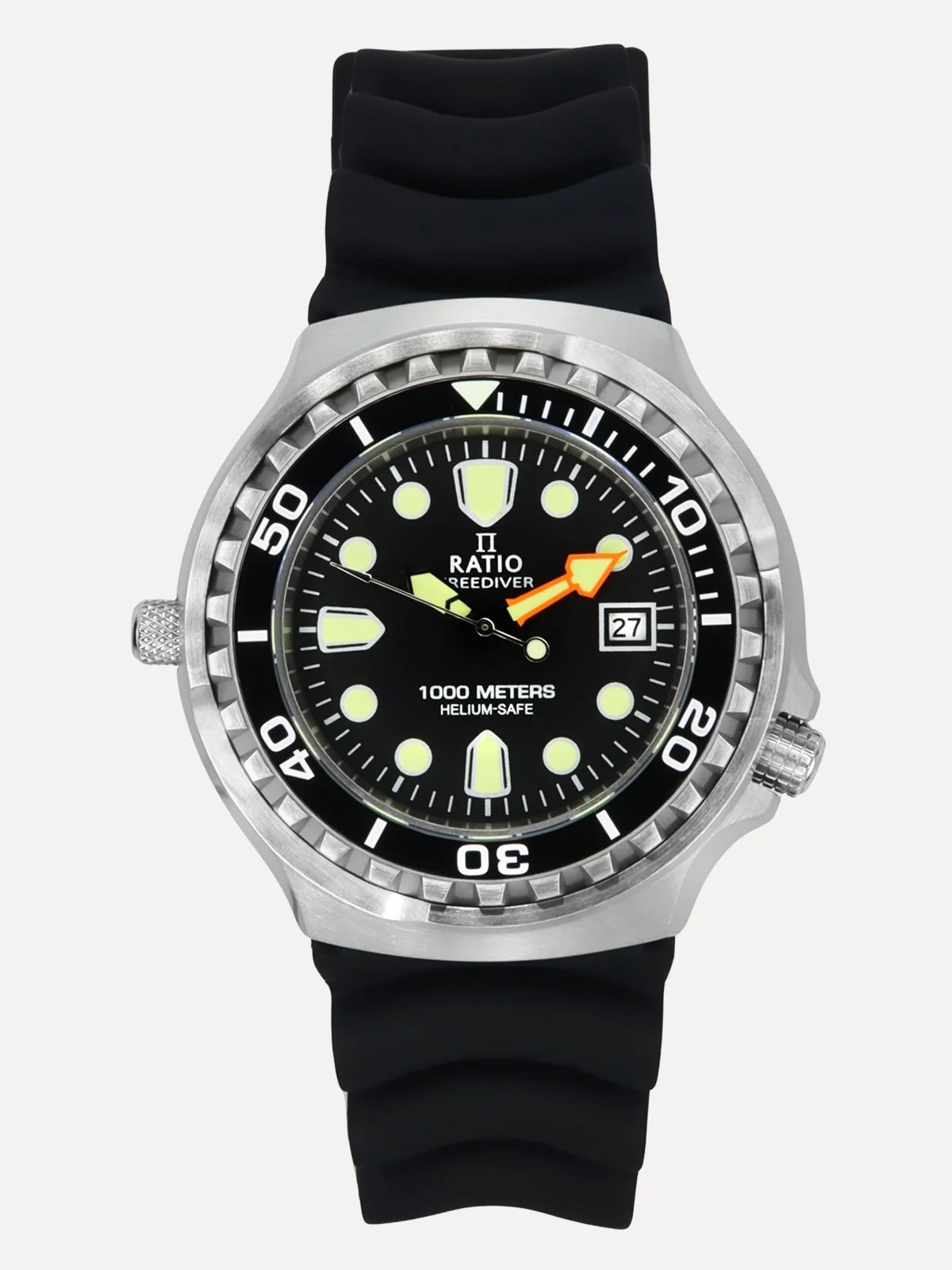 Ratio FreeDiver Version 02 Helium Safe 1000M Sapphire Quartz Black Dial 1038EF102V-BLK-V02 Men's Watch