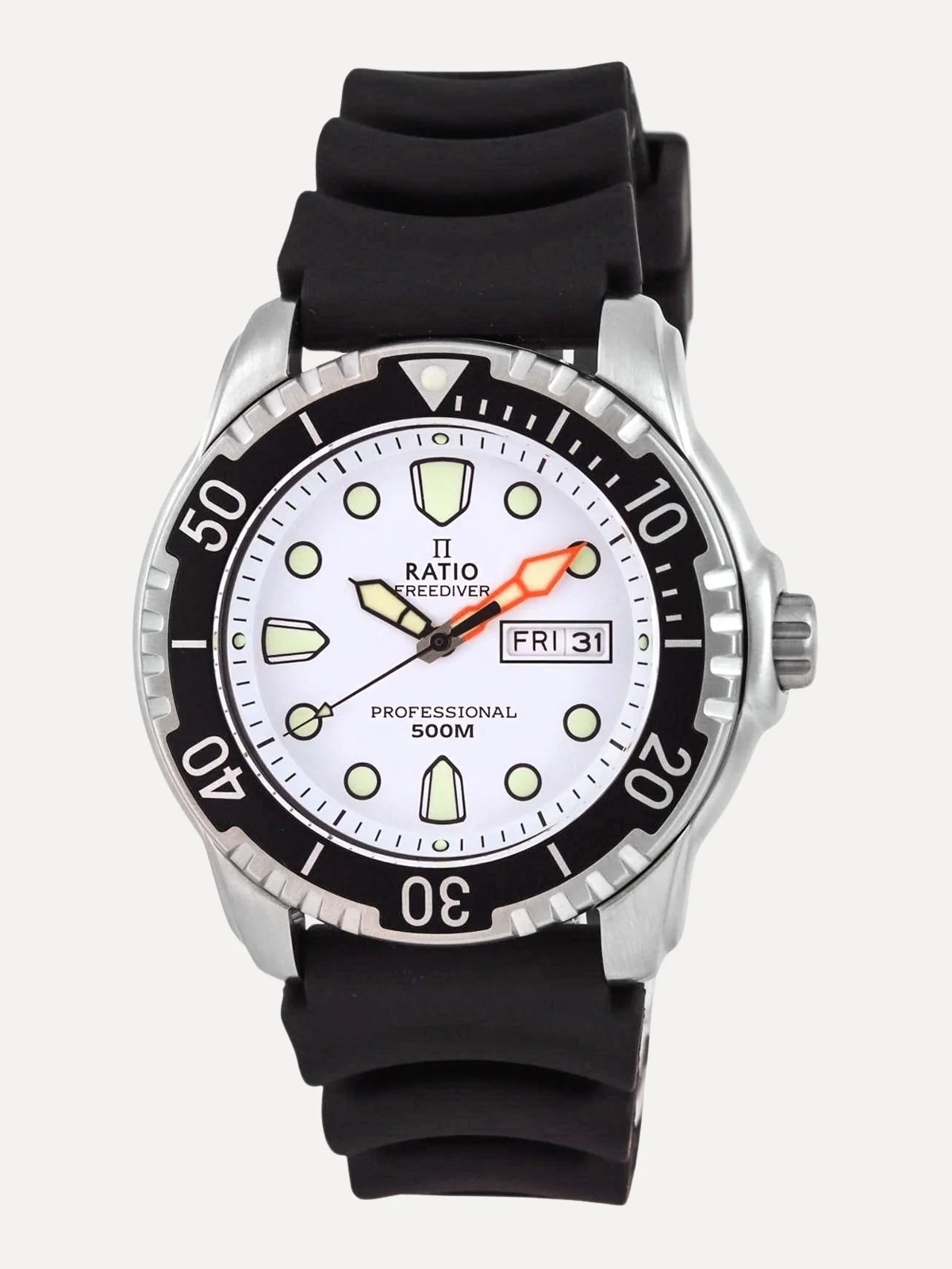 Ratio FreeDiver White Dial PU Strap Quartz 48HA90-02-WHT 500M Mens Watch thumbnail 2