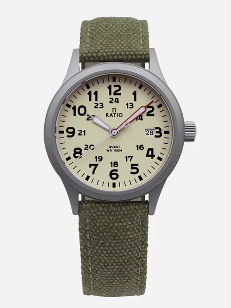 Ratio Quest Men's Field Watch Sapphire Canvas Strap Quartz RTQ019 100M Lewis And Clark Edition thumbnail 2