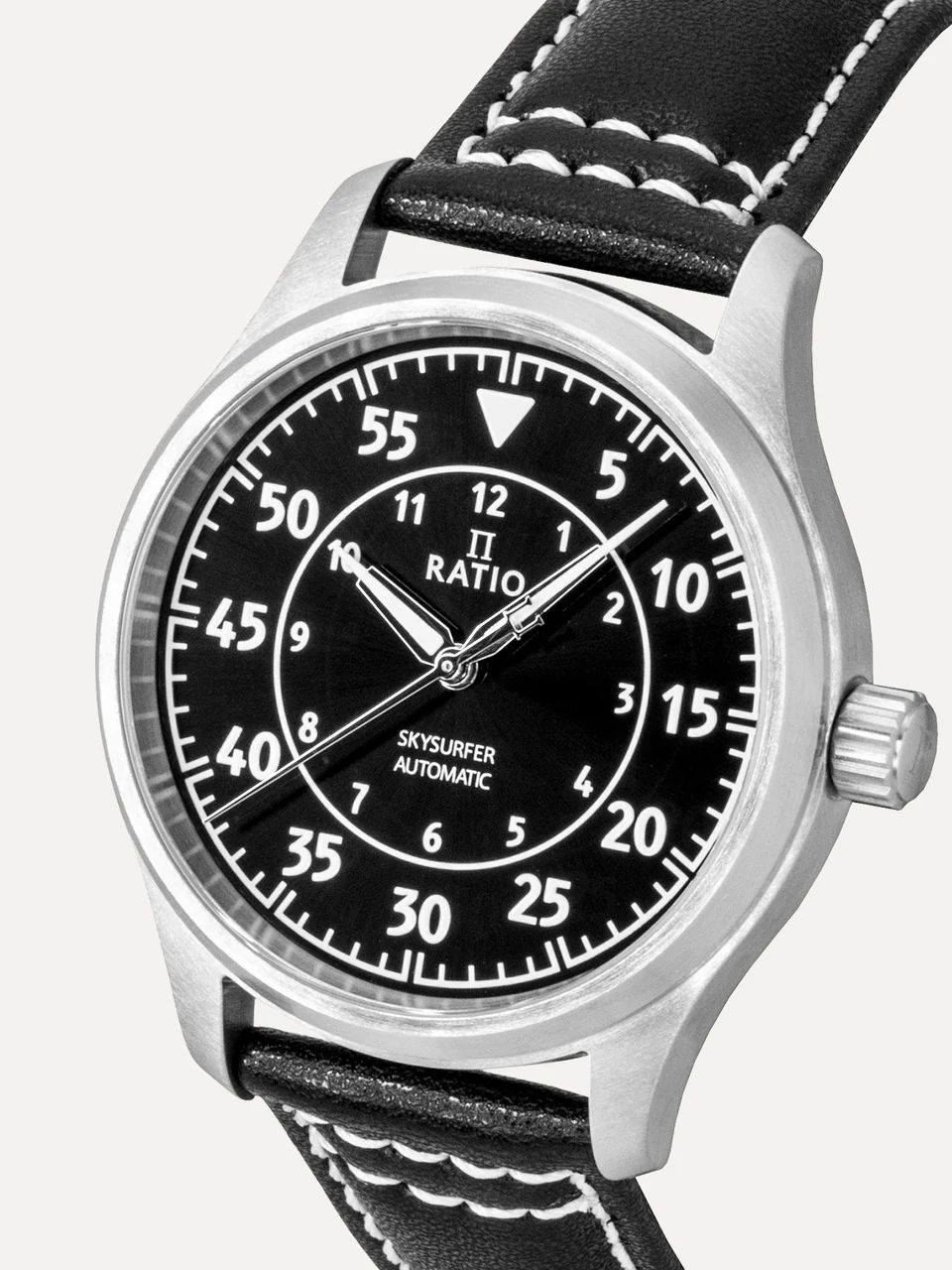 Ratio Skysurfer Pilot Black Sunray Dial Leather Automatic RTS321 200M Men's Watch