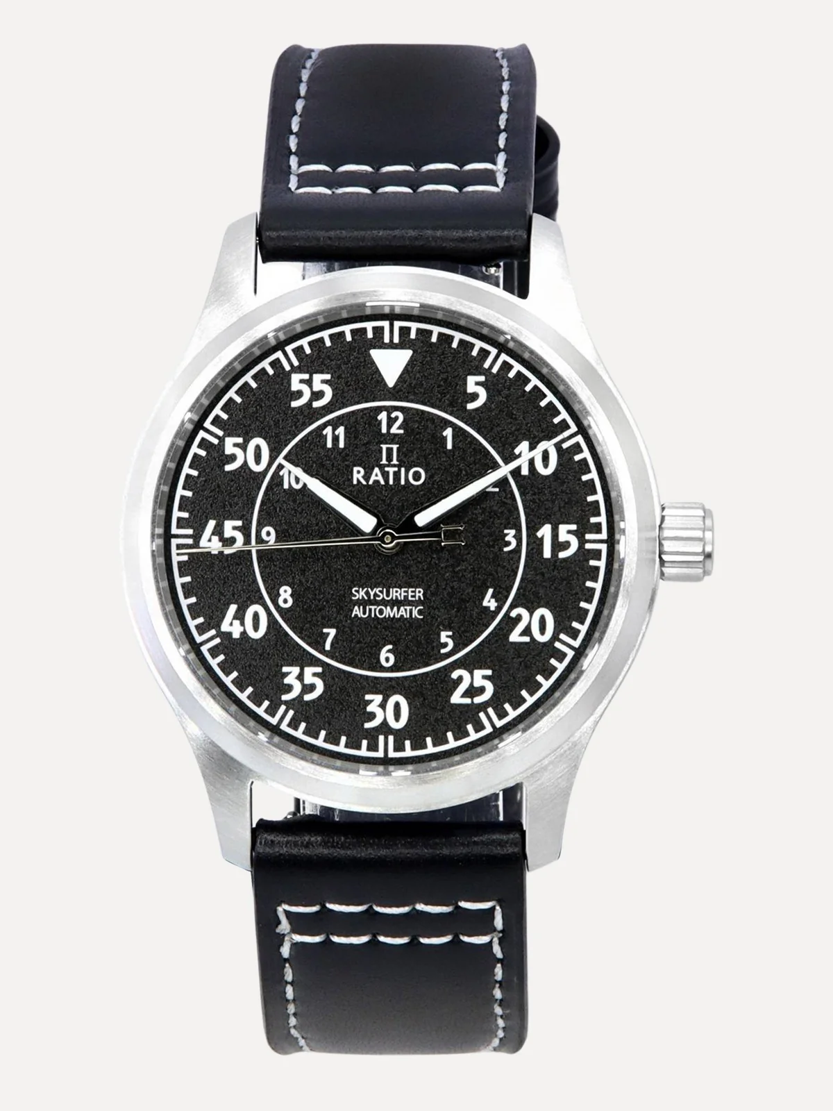 Ratio Skysurfer Pilot Black Textured Dial Leather Automatic RTS320 200M Mens Watch thumbnail 2