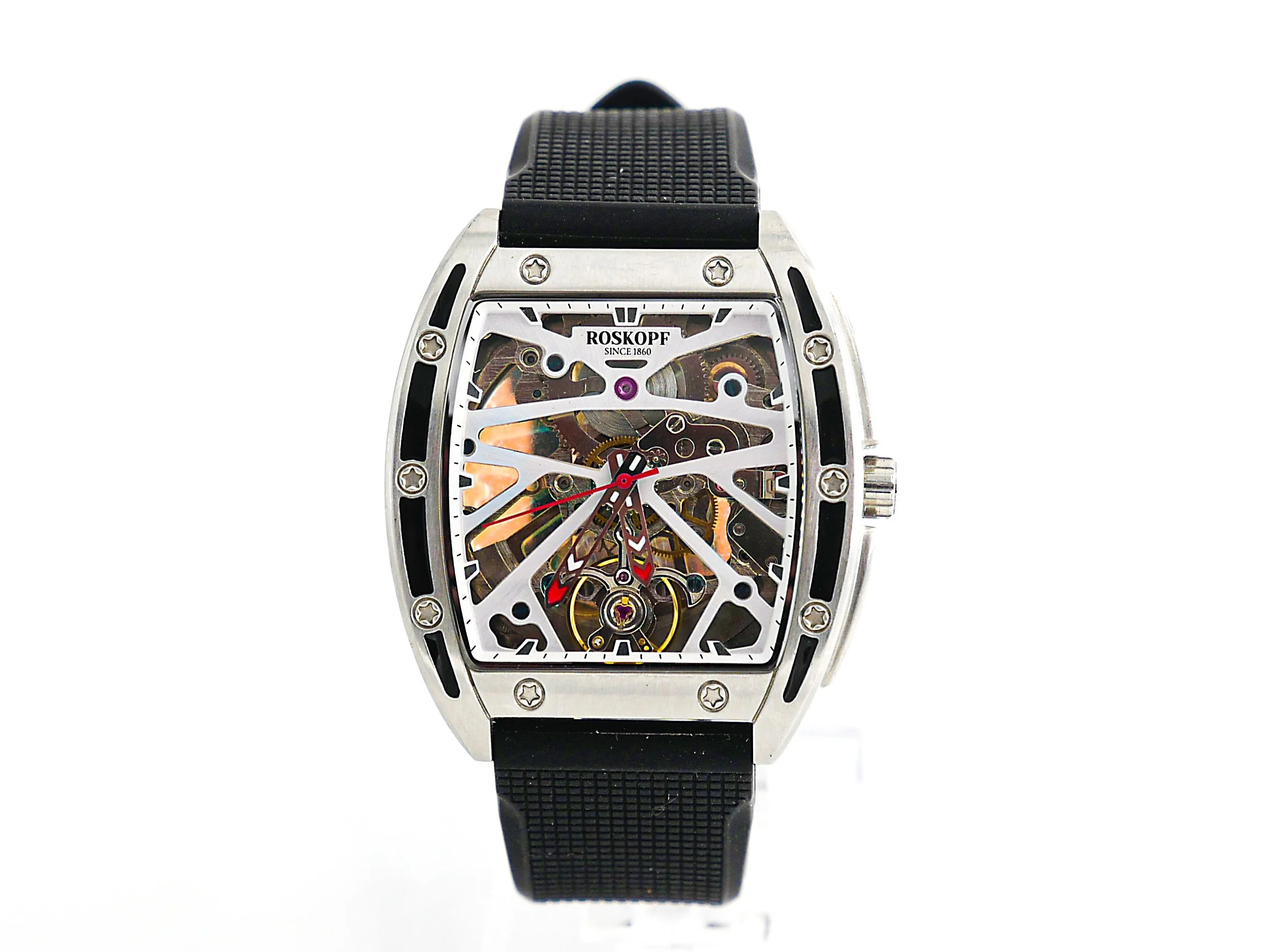 Roskopf Racing F1 - New Automatic Manual Wind Tonneau Shaped Skeleton Watch thumbnail 2