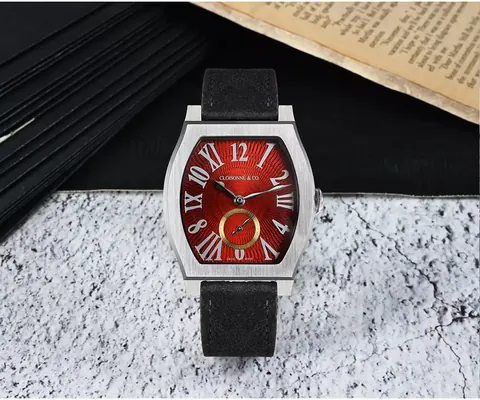 New Barrel Shape Case Enamel Dial 36mm Luxury Men's Business Dress Watch ETA 7001 18K Gold/925 Silver SN0100