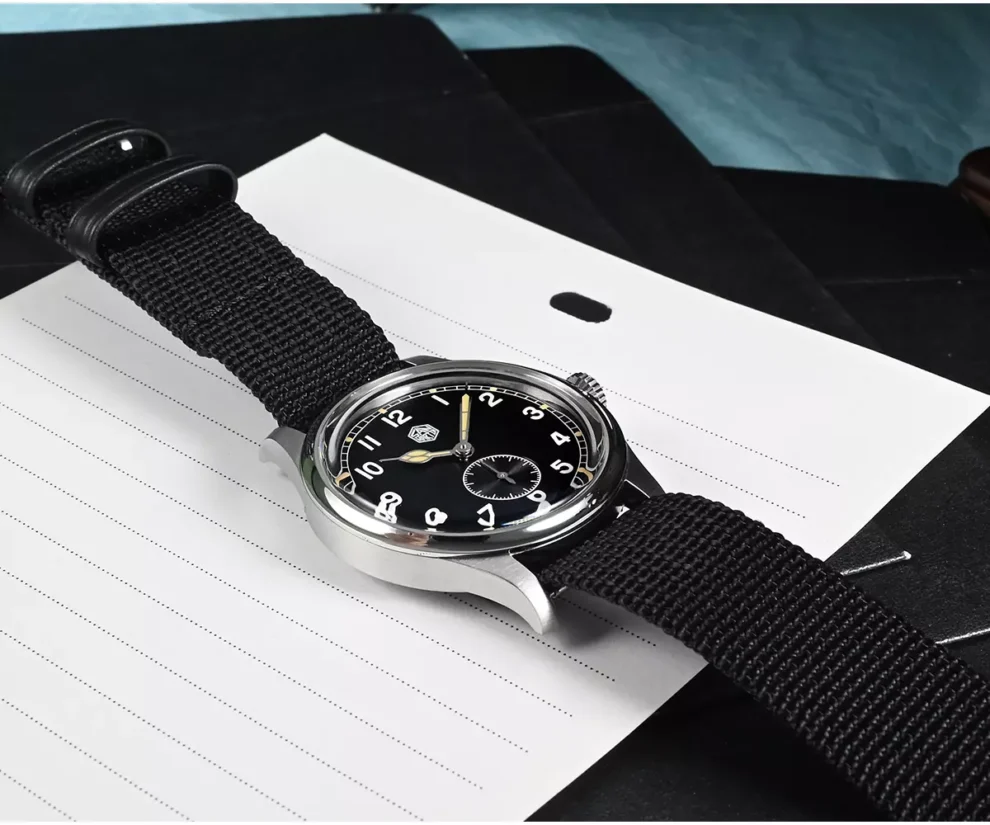 San Martin 36MM Pilot Style Watch Nylon Strap with Ronda 6004 quartz movement 10Bar SN0105-G-XA thumbnail 2