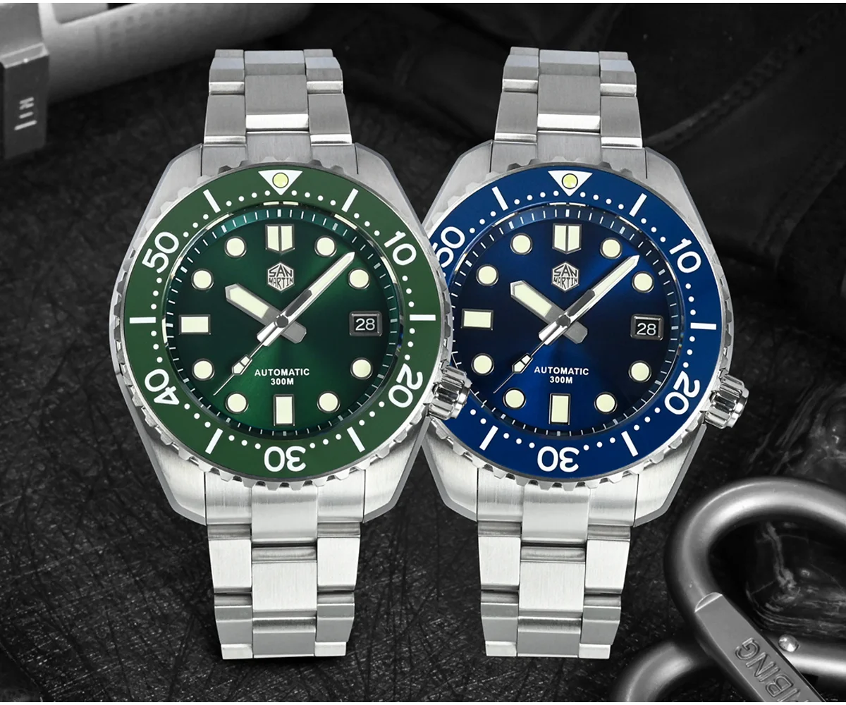 San Martin 38mm Sports Mechanical Watch with Miyota 8215 Movement SN044-G with rubber strap
