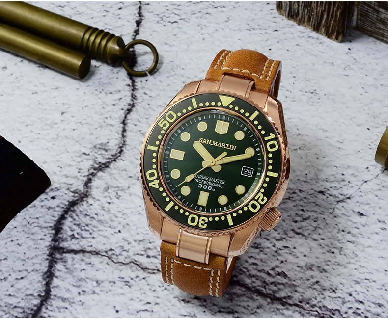 San Martin bronze diving watch mechanical watch luminous 300 meters waterproof SN038-Q
