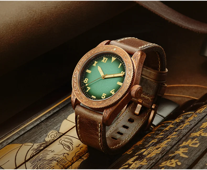 San Martin Bronze Diving Watch Men's Carved Watch SN061-T thumbnail 2
