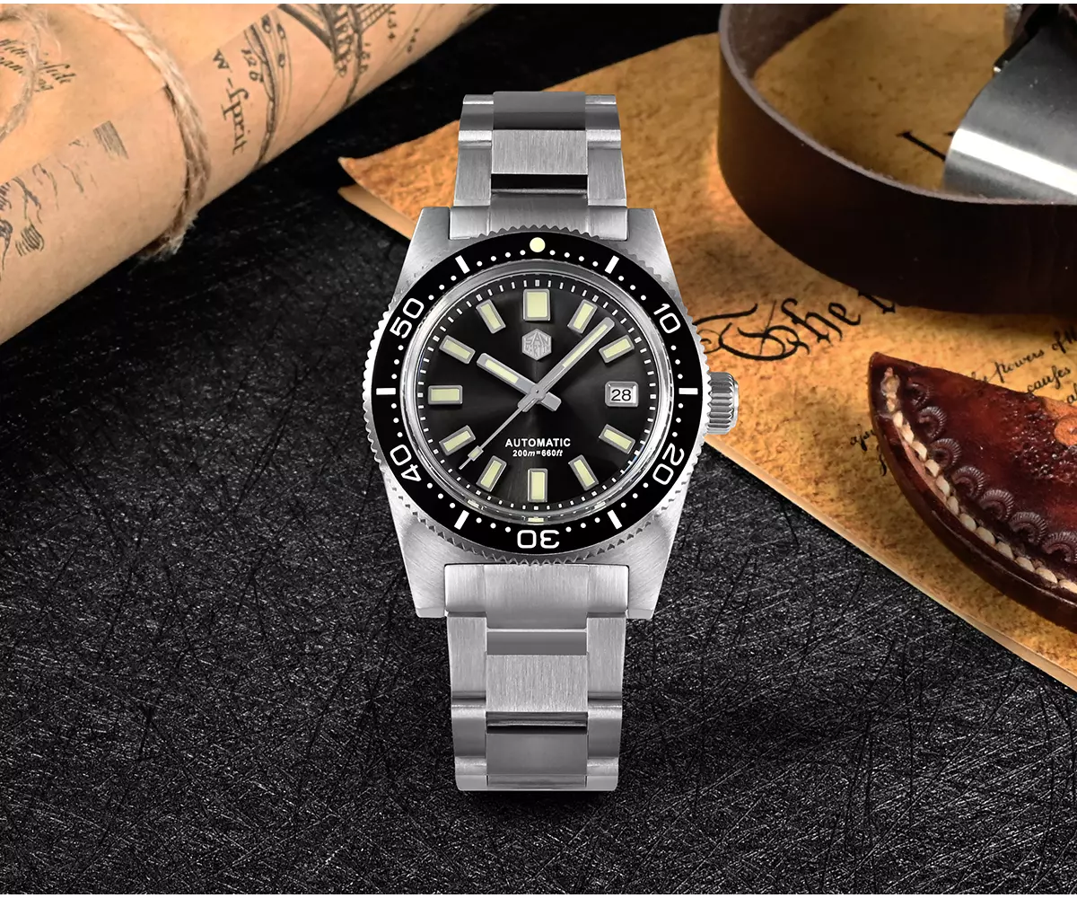 San Martin Bronze Luminous Diving Watch Sapphire Crystal SN007-Q1 The Great Wave off Kanagawa thumbnail 2
