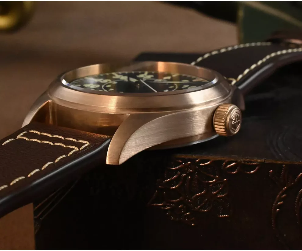 San Martin bronze pilot mechanical watch retro military watch luminous waterproof SN030-Q with EPSON YN55A movement
