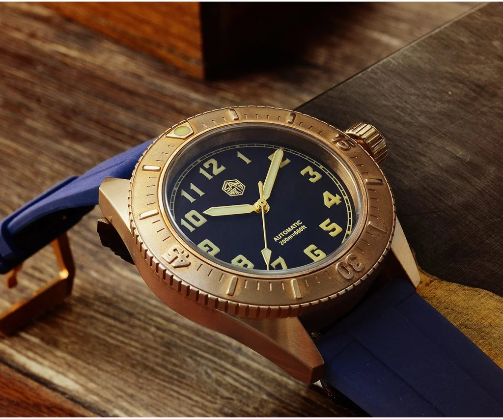 San Martin diving watch simple watch male bronze watch SN040-Q with hexagonal logo thumbnail 2