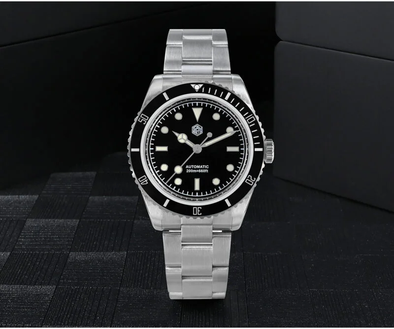 SAN MARTIN mechanical diving watch NH35/PT5000/SW200 Movement 200 meters waterproof with Mercedes hands SN004-G-V4 thumbnail 2