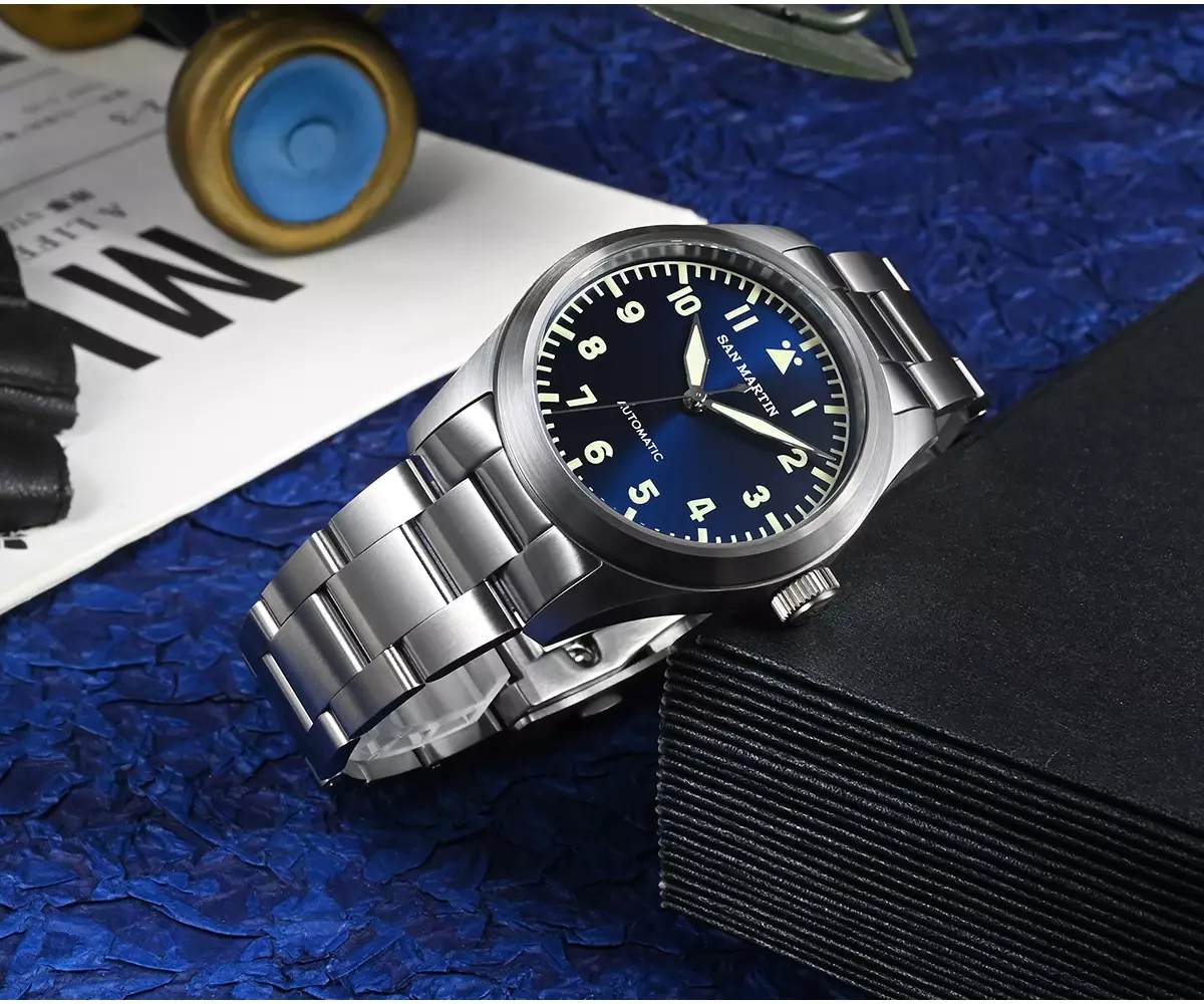 San Martin new 39mm stainless steel Pilot Watch Luminous Military Watch with NH35 Movement SN030-G-A3 thumbnail 2