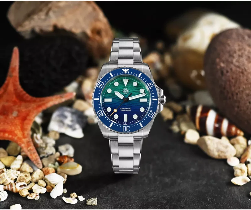 San Martin New SN0126-GS 38mm Diver Watch Pencil Hands Miyota 90S5 Automatic Mechanical Sapphire BGW-X1 Lume Gradient Dial