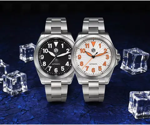 San Martin New SN0132-1 40mm Stainless Steel Men Sport Watch NH35 Automatic Mechanical watch Vortex Pattern 100m Waterproof BGW-X1 lume