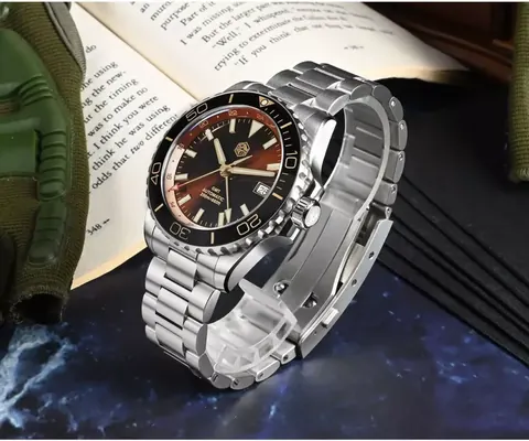 San Martin New SN0136-G-GMT 39mm NH34 Diver GMT Watch Enamel Dial Stainless Steel Luxury Men Watch Automatic Mechanical Sapphire Luminous