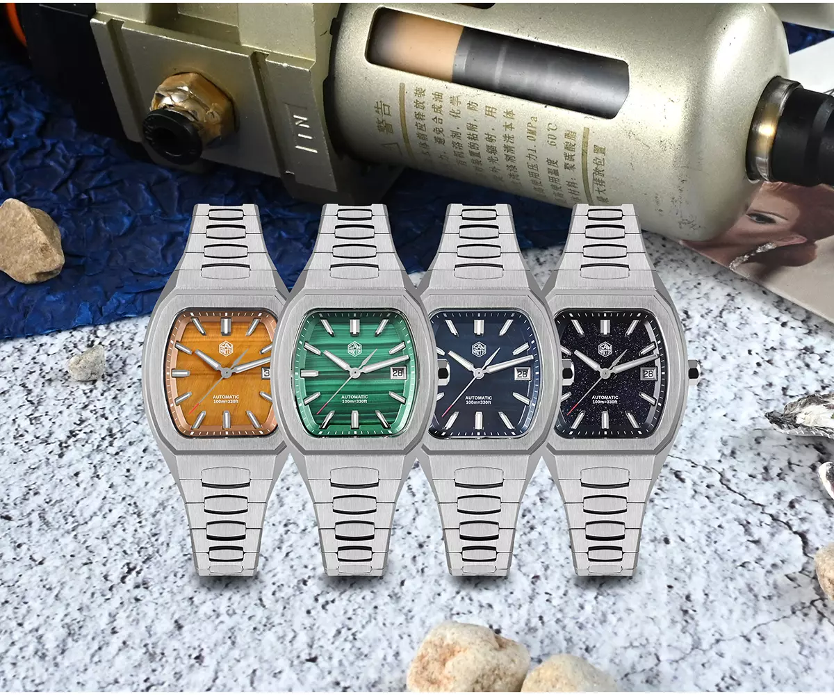 San Martin New SN0145-G1 39.5mm Barrel Shape Case Luxury Men's Business Dress Watch SW200 Automatic Mechanical Waterproof 100m Luminous Stone Dial thumbnail 2