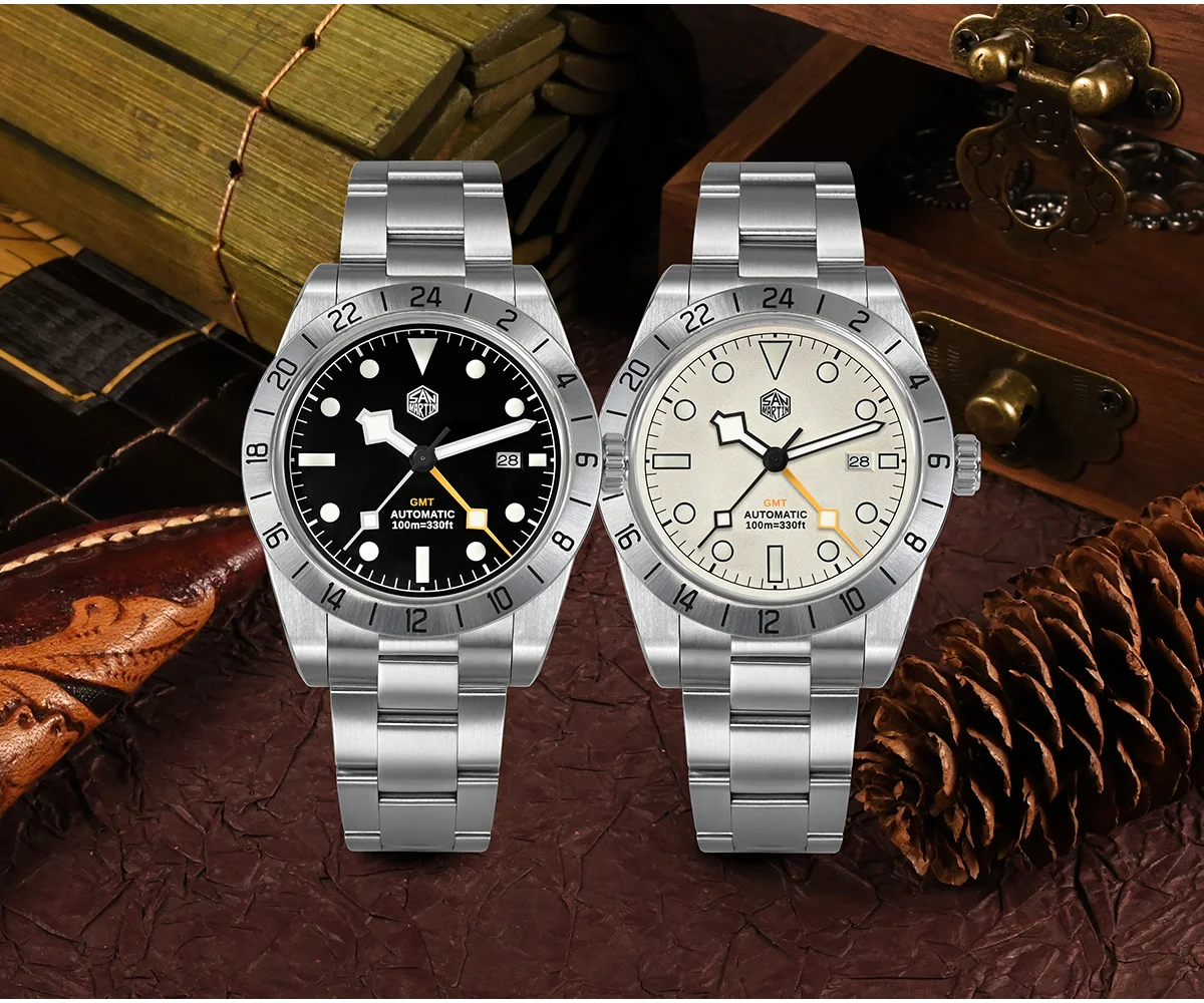 SAN MARTIN New SN026-G-C GMT 39.5mm mechanical watch 100 meters waterproof self-design with HANGZHOU 6460 movement thumbnail 2