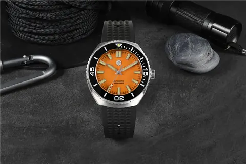 SAN MARTIN New SN045-C1 40.5mm orange dial mechanical diving watch NH35 200 meters waterproof