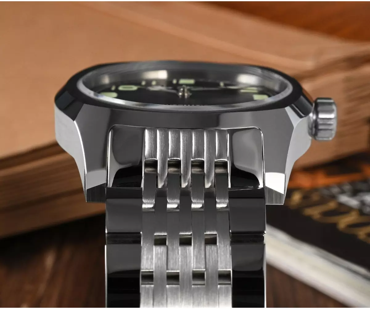 SAN MARTIN original 38mm mechanical watch 100 meters waterproof with stainless steel bracelet PT5000 and SW200 movement SN026-G-A thumbnail 2