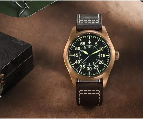 San Martin Pilot Watch Bronze Mechanical Military Watch SN030-Q2